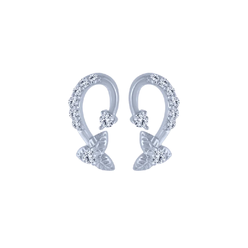 14KT (585) White Gold And Diamond Stud Earrings For Women