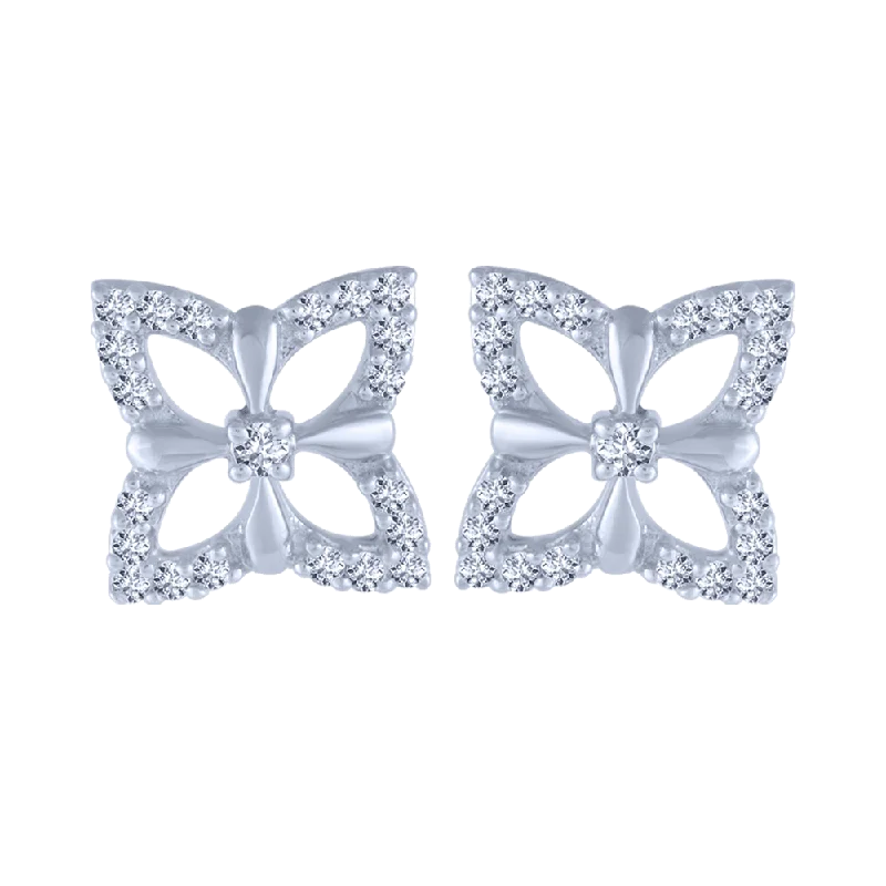 14KT (585) White Gold And Diamond Stud Earrings For Women