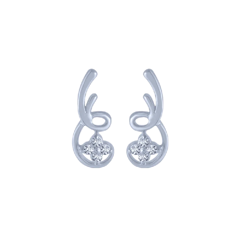 14KT (585) White Gold And Diamond Stud Earrings For Women