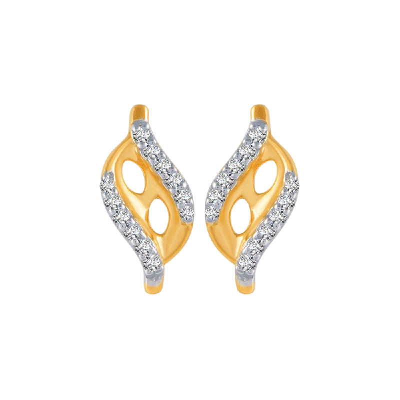 14KT (585) Yellow Gold And Diamond Stud Earrings For Women