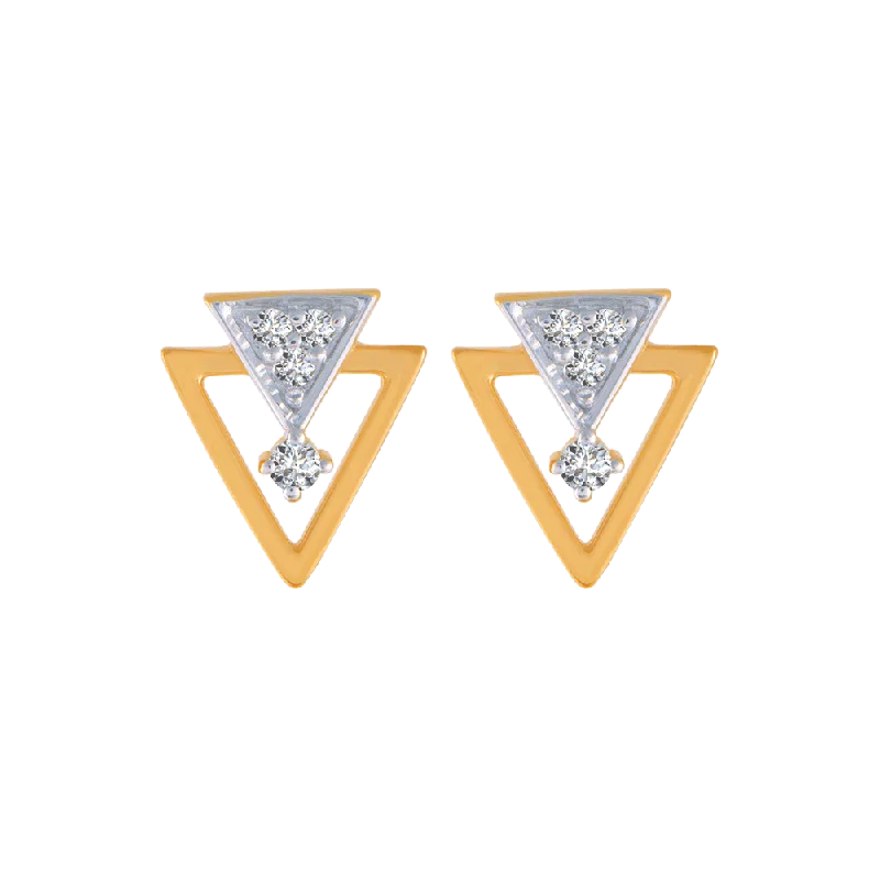 14KT (585) Yellow Gold And Diamond Stud Earrings For Women