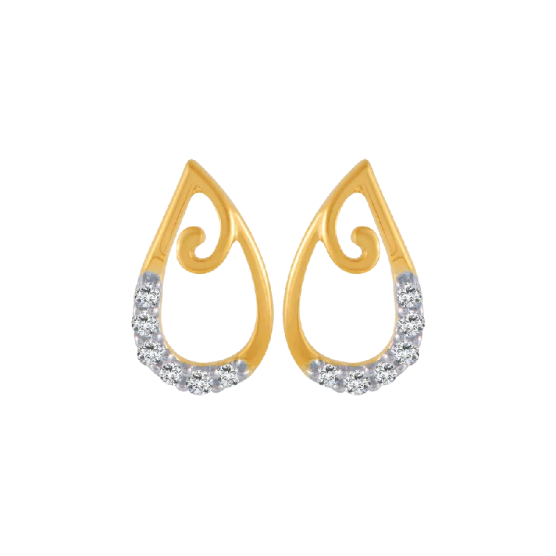 14KT (585) Yellow Gold And Diamond Stud Earrings For Women