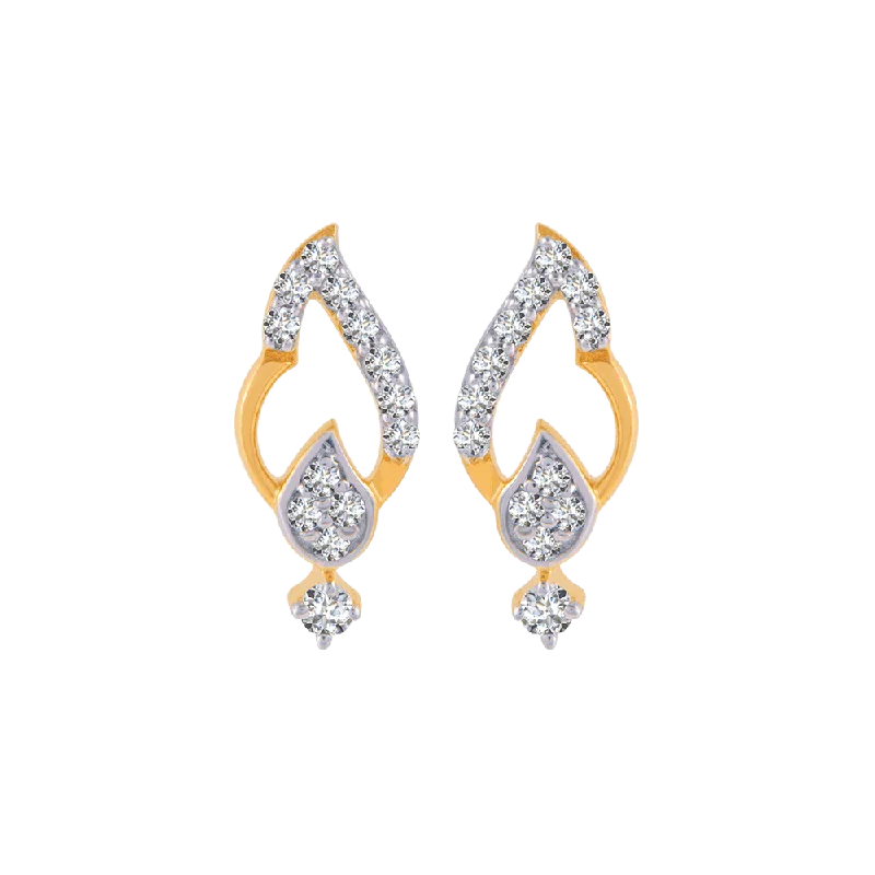 14KT (585) Yellow Gold And Diamond Stud Earrings For Women