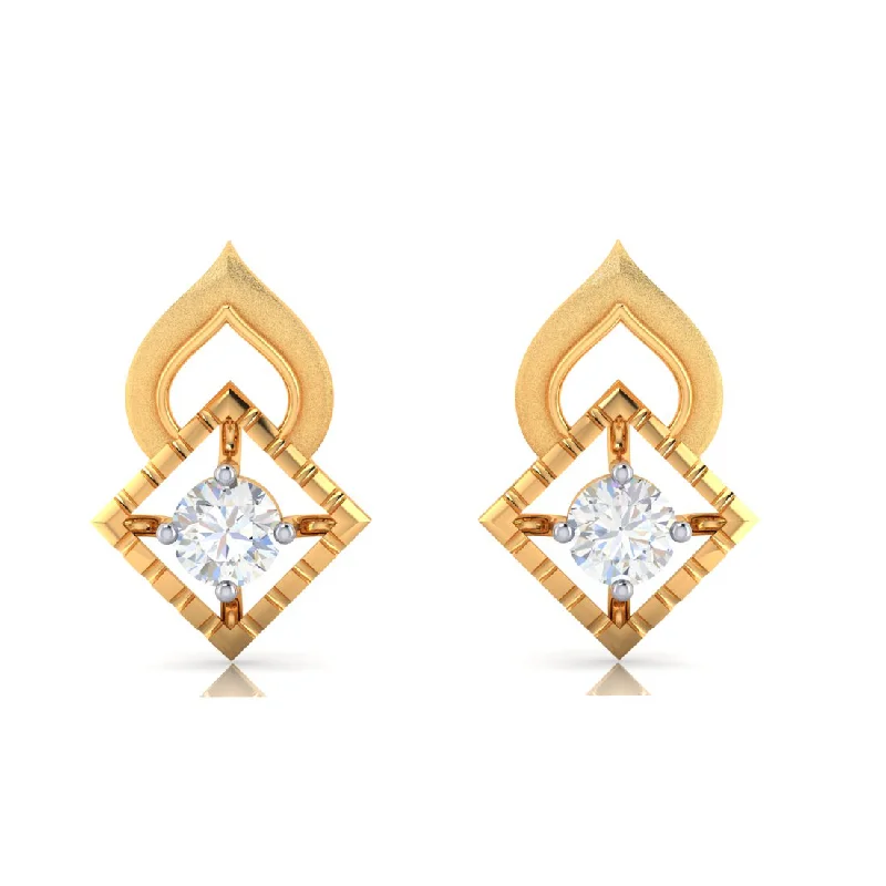 18k Retro Look Gold And Diamond Earrings